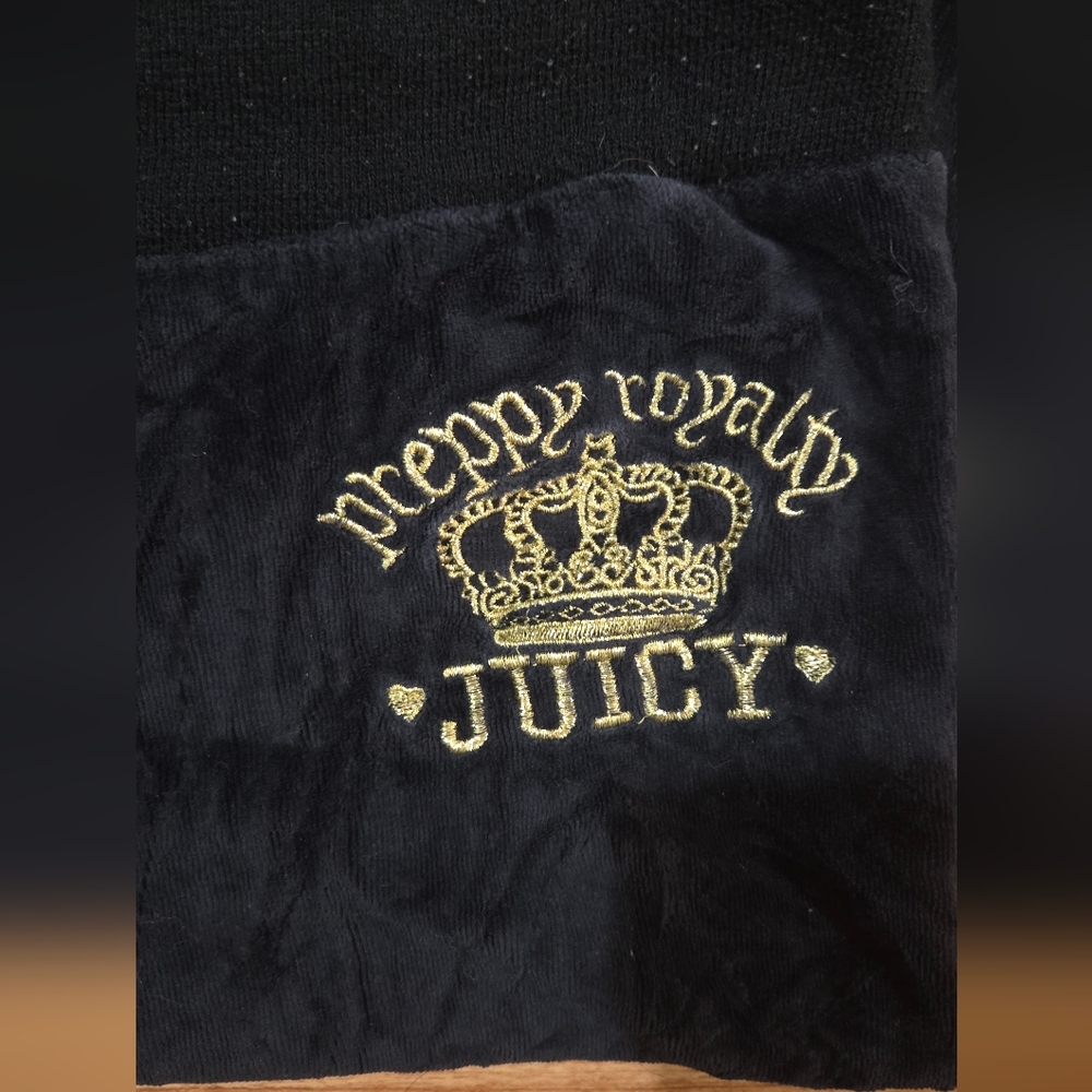 Juicy Couture Y2K Vintage Black Gold "Preppy Royalty Juicy" Flared Sweatpants S
